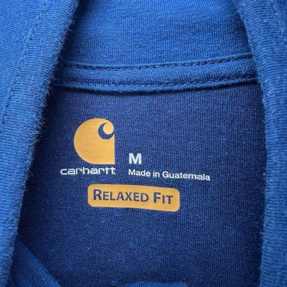 Carhartt Force Relaxed Fit 1/4 Zip Pullover Mens Size Medium Blue Pocket Logo - Picture 7 of 11
